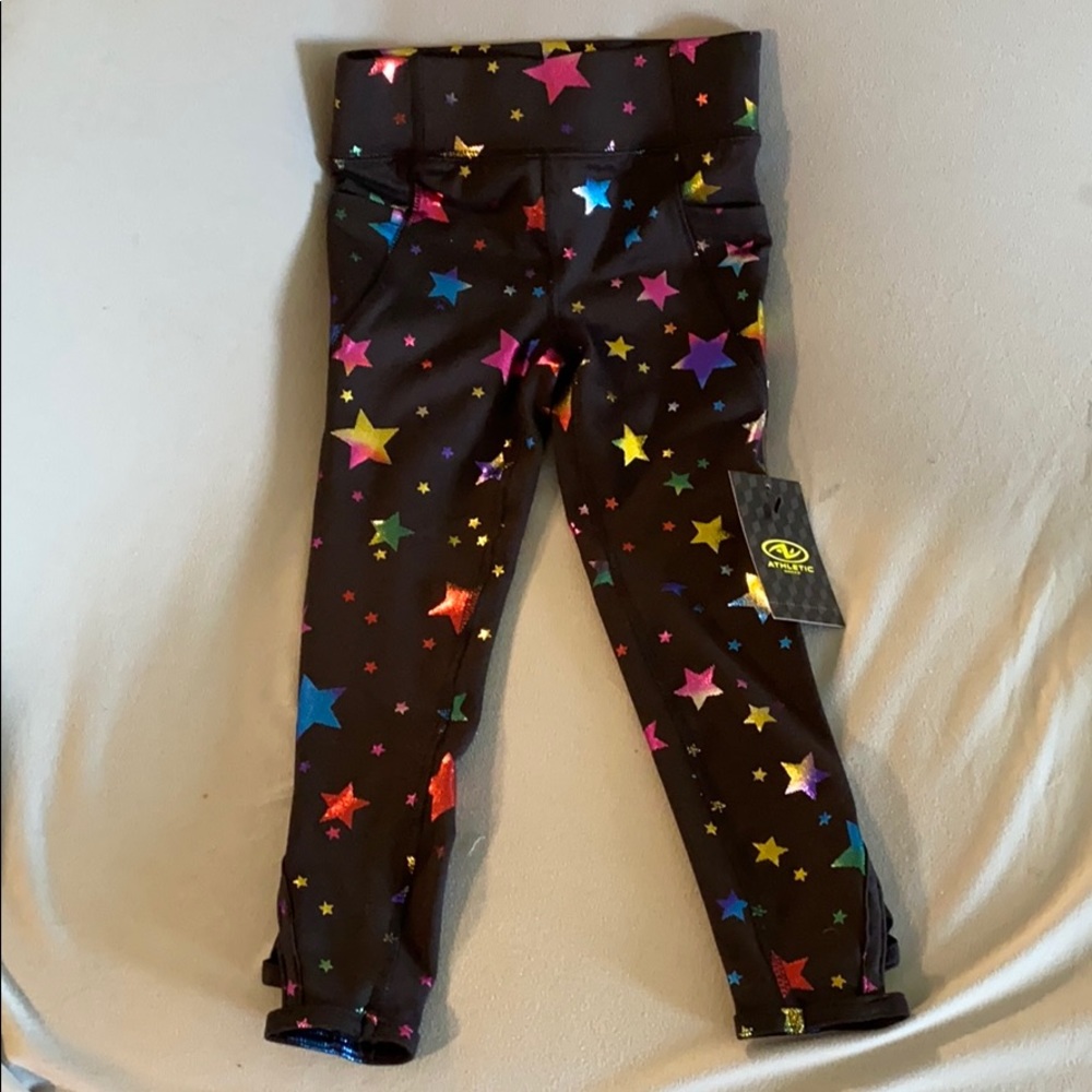 Athletic works multi color stars XS girls leggins